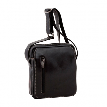 Bandolera piel negra artesana