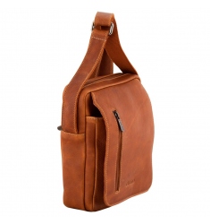 Bandolera de piel artesanal de dise&ntilde;o exclusivo color marr&oacute;n hecha en Espa&ntilde;a